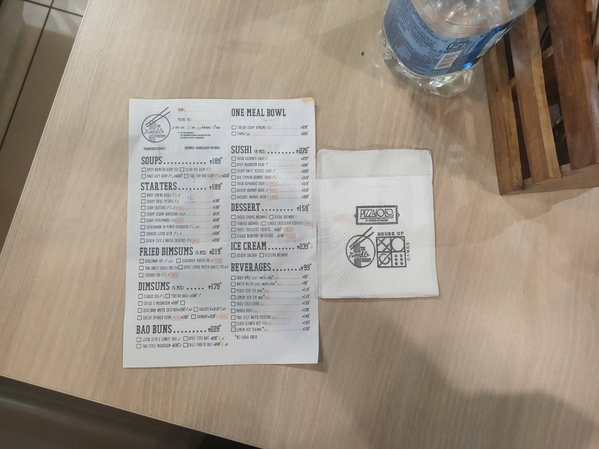 The noodle theory, Mysore (Pan Asian) menu