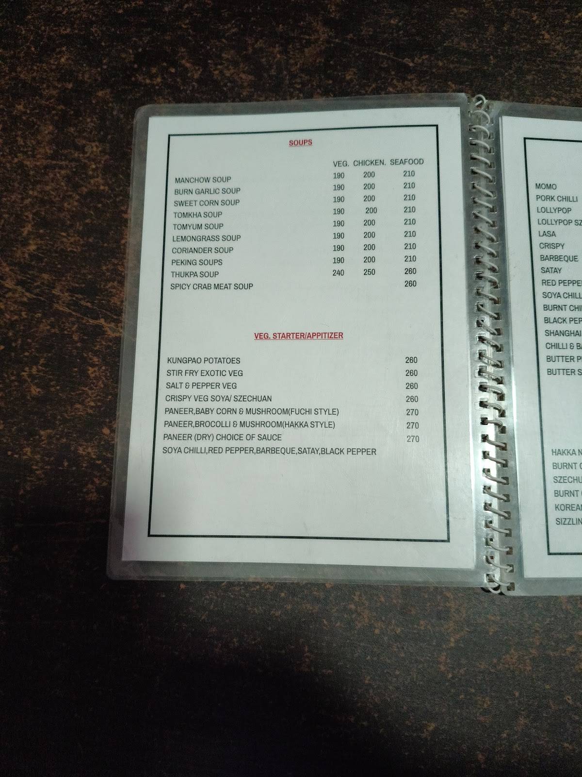Thotrin Cafe menu