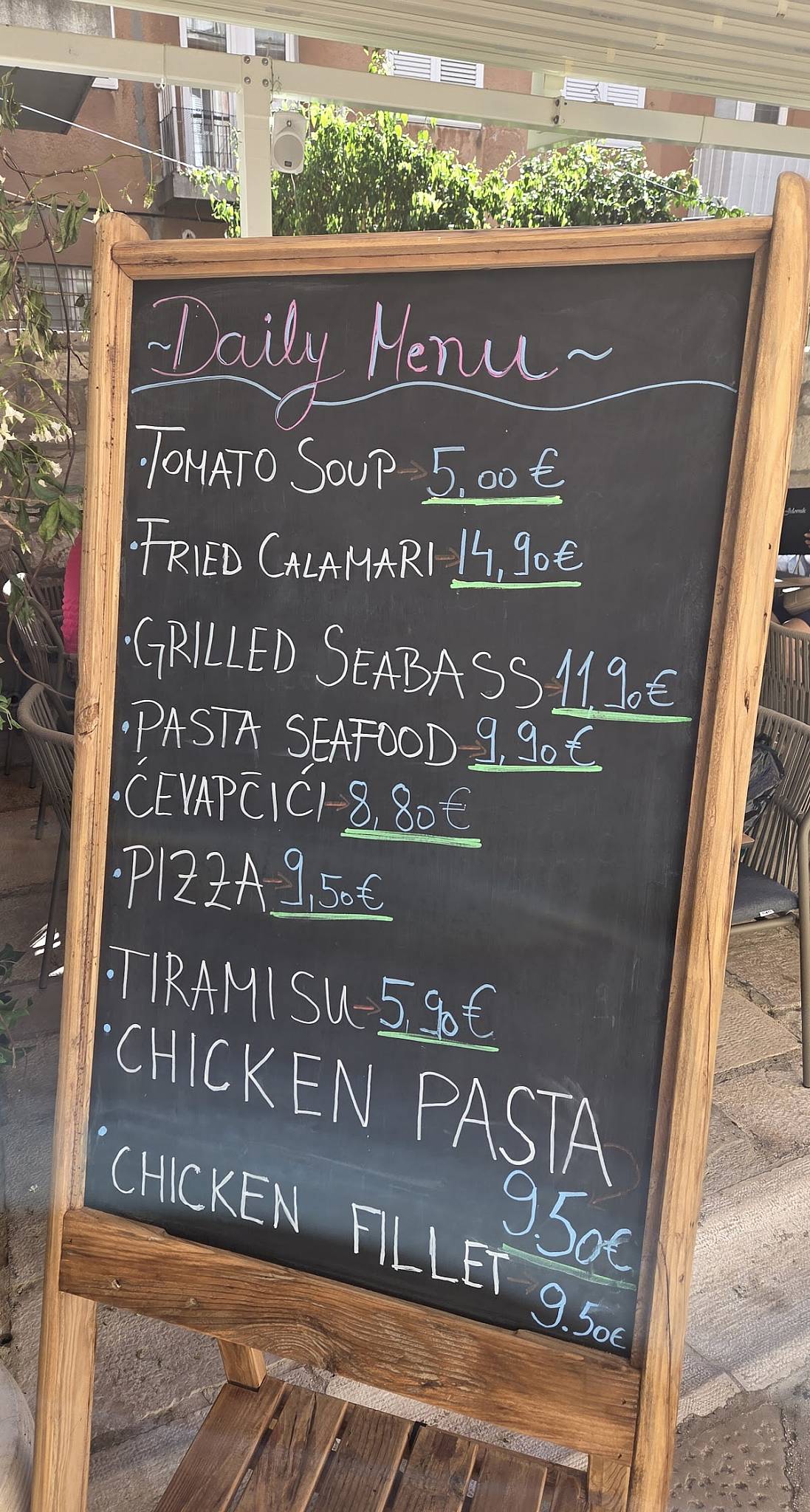 Menu di Restaurant Tinel 