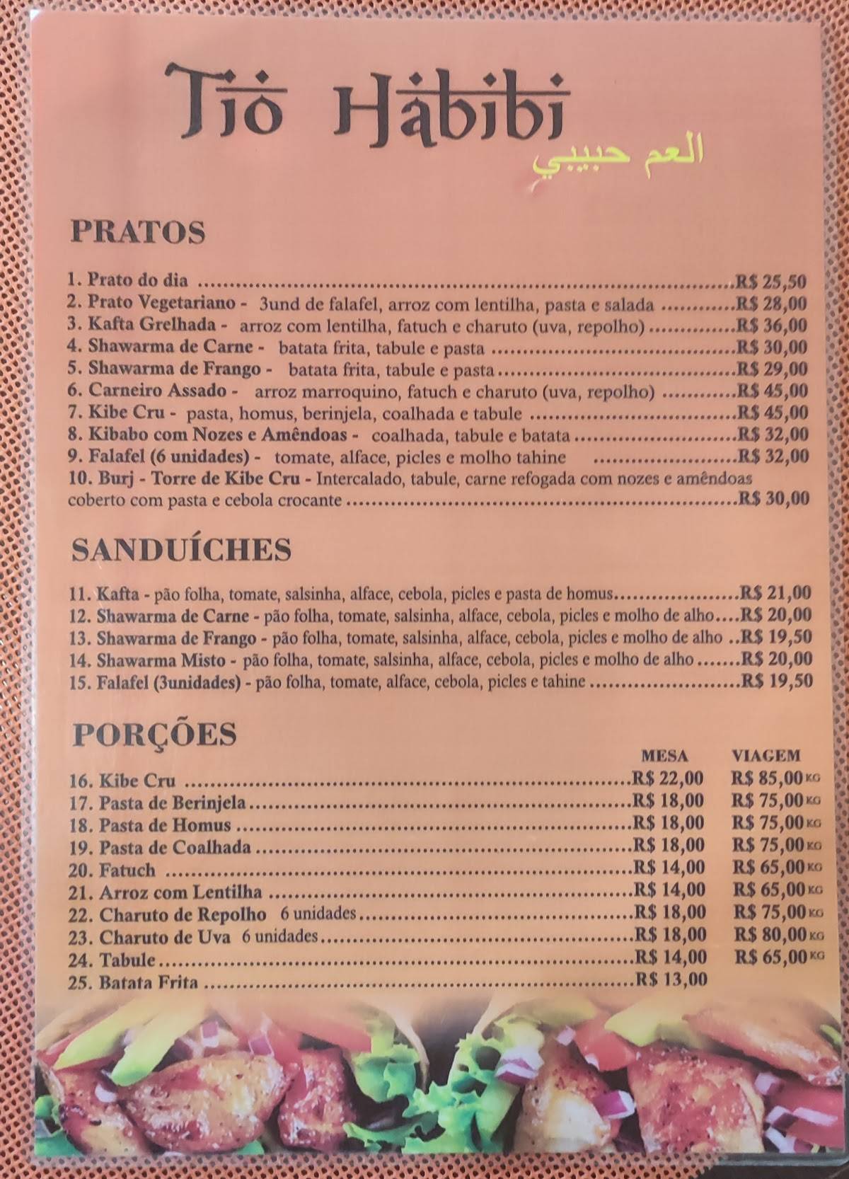 Tio Habibi cardápio