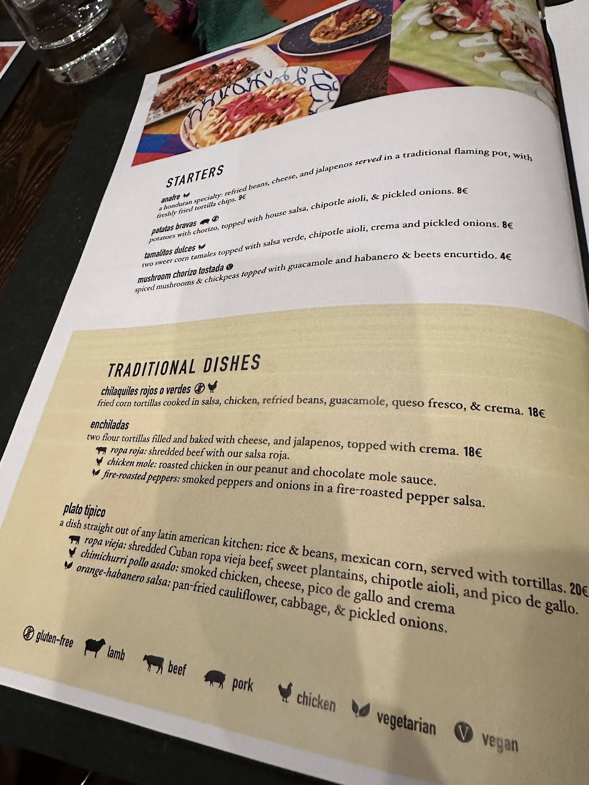 Menu di To Je Tako Mexican Restaurant 