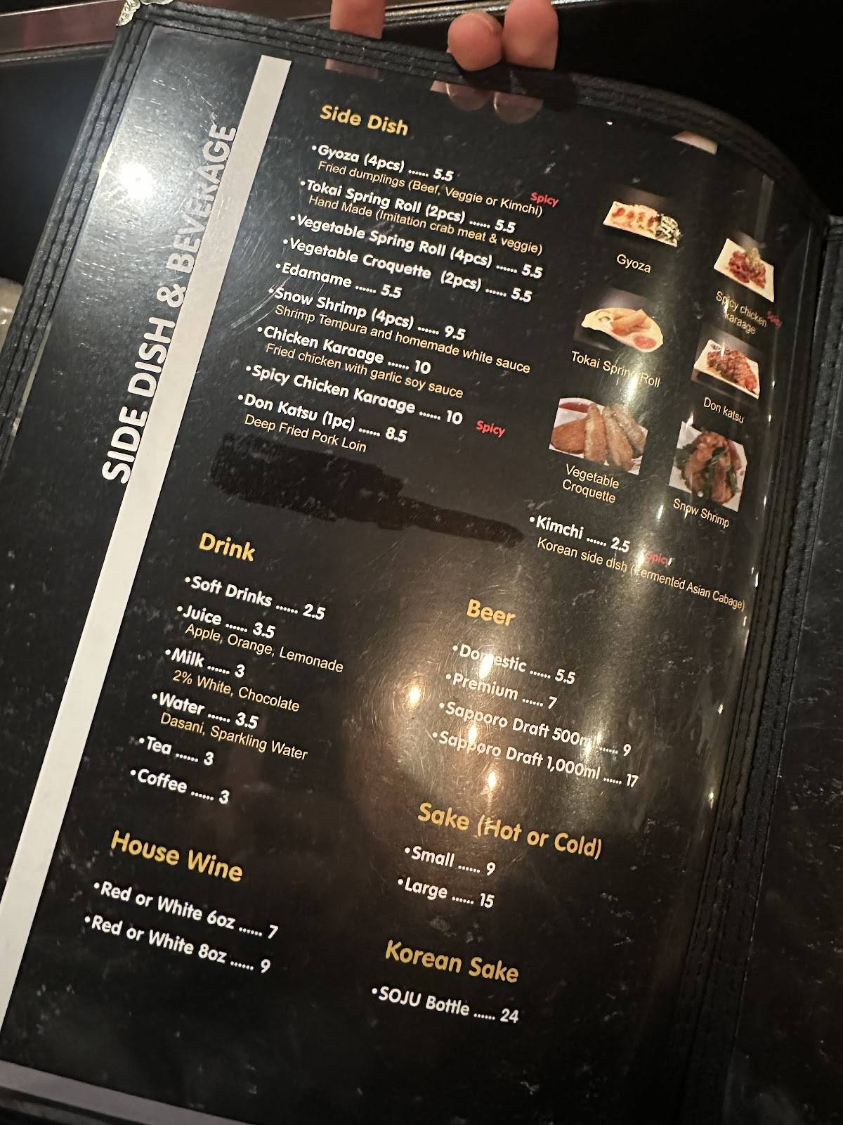 Menu de Tokai Ramen