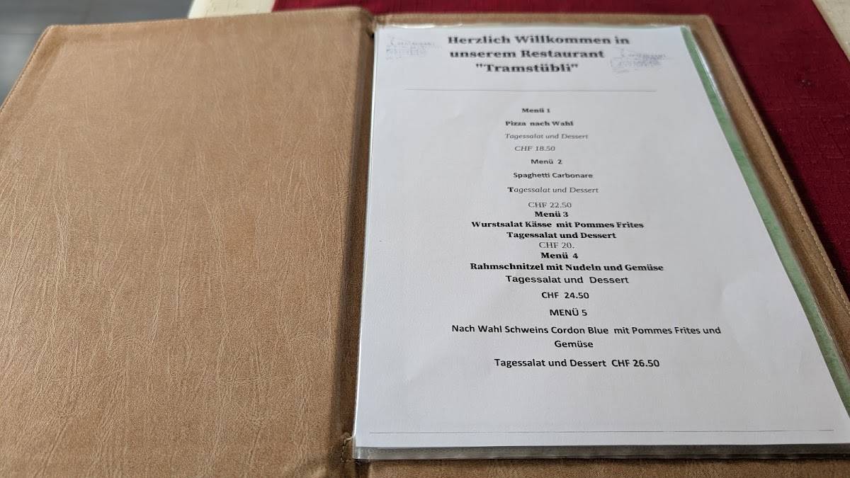 Menu di Restaurant Tramstübli 