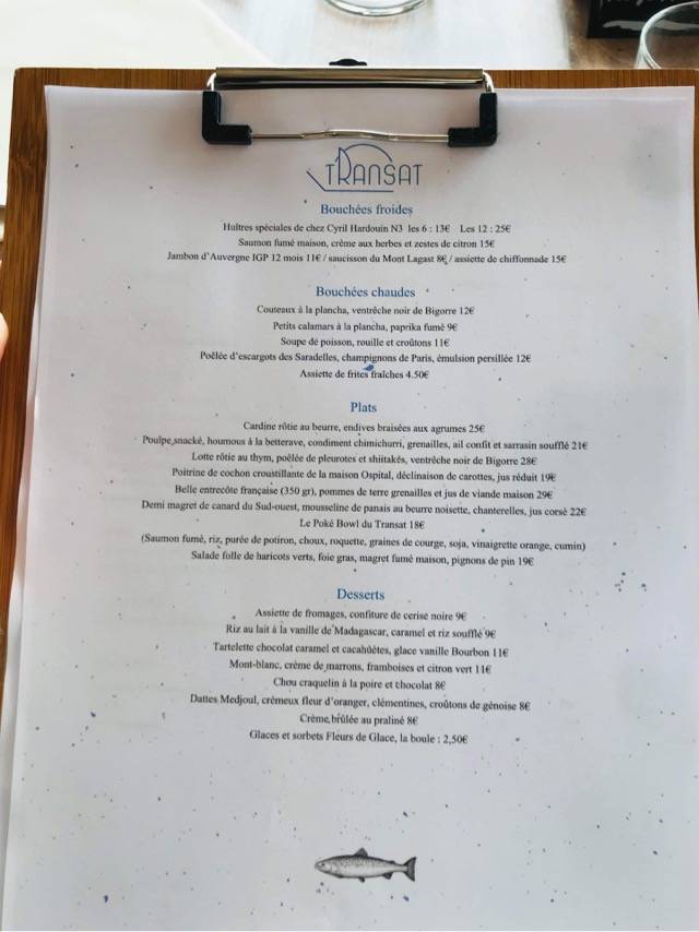 Menu de Transat