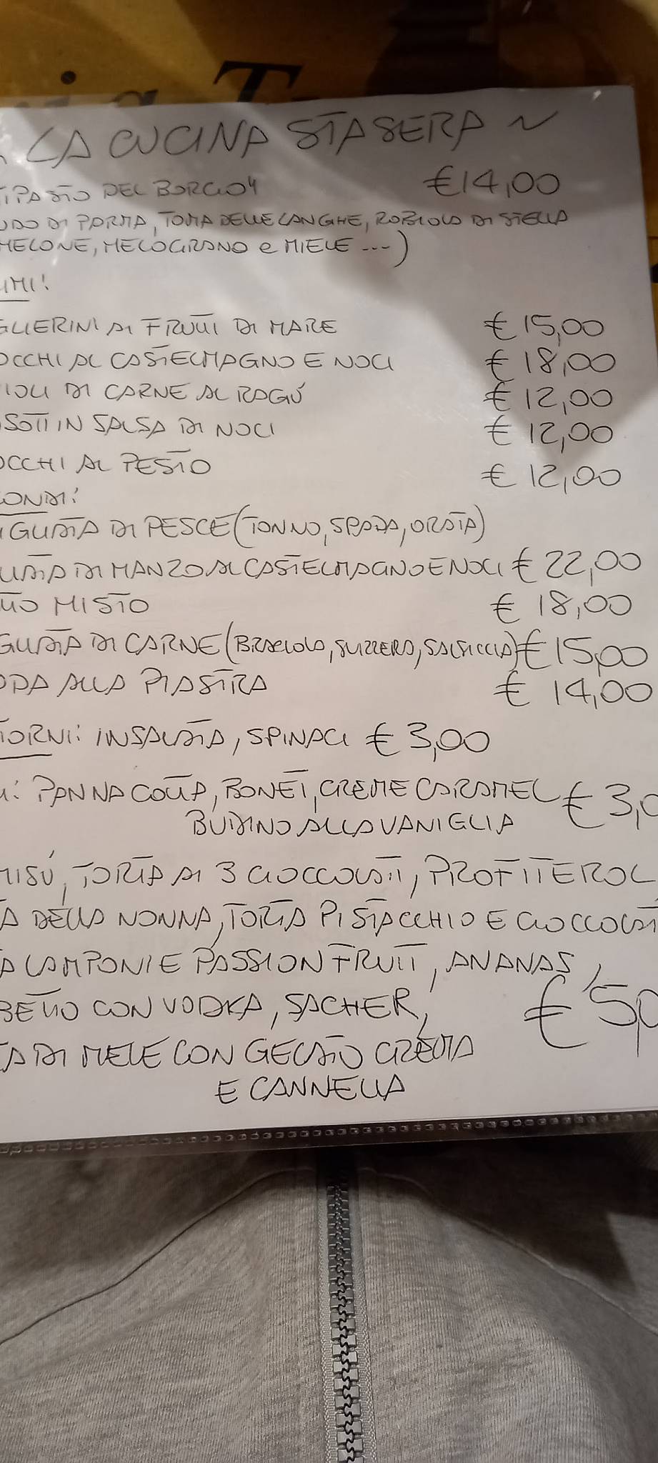 Menu di Trattoria Borgo Antico 
