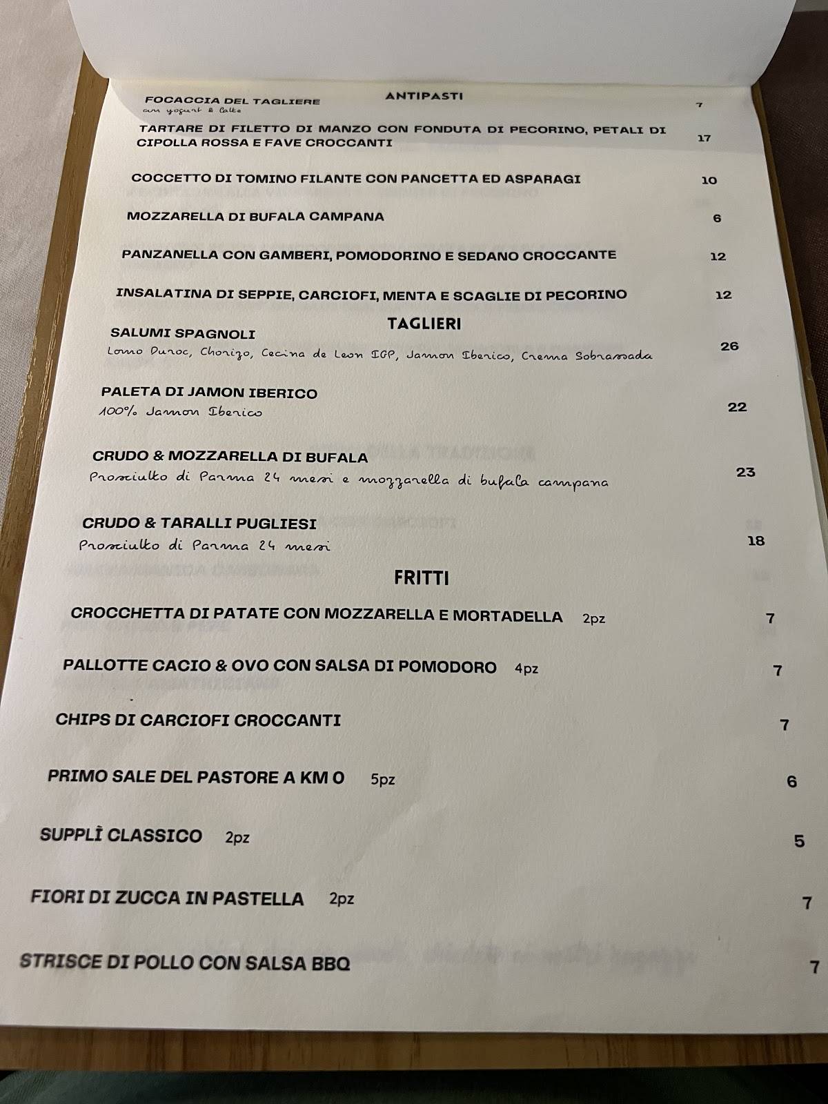 Menu di Trattoria Ristorante il Tagliere ai Due Ponti 