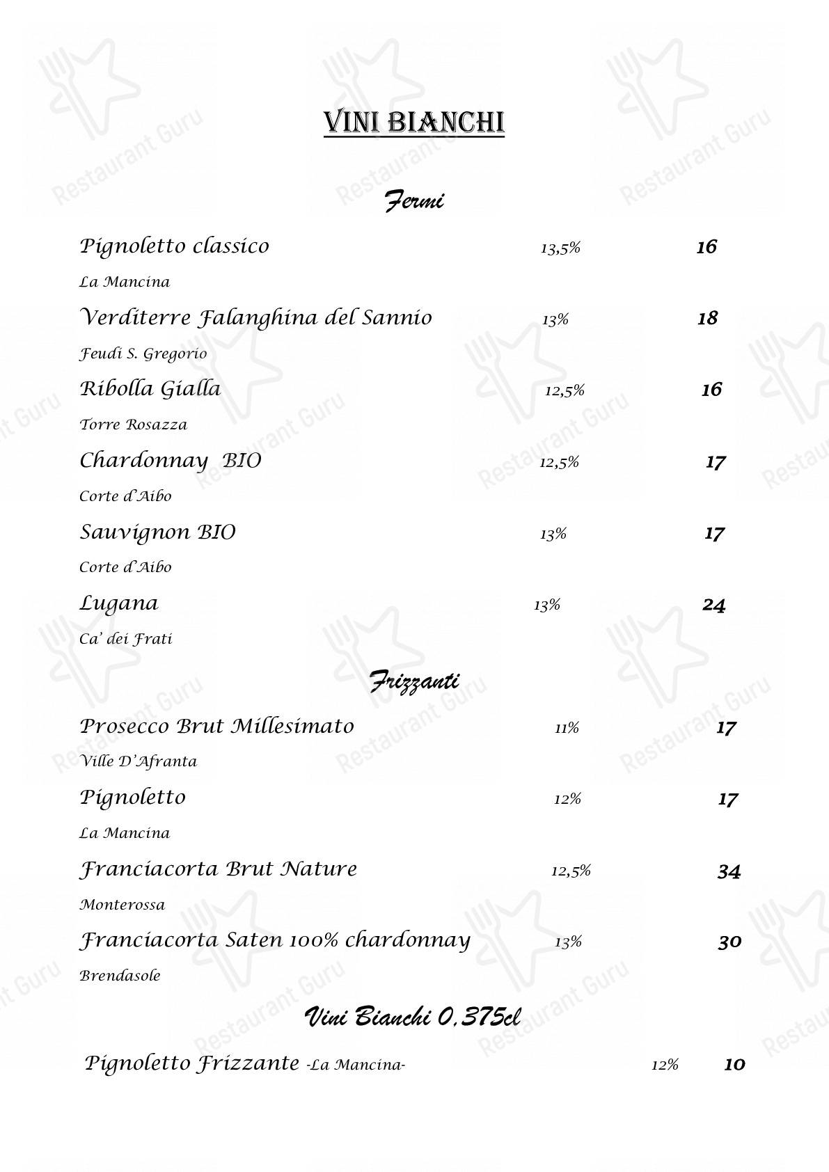 Menu di Trattoria Siro - piatti e bevande