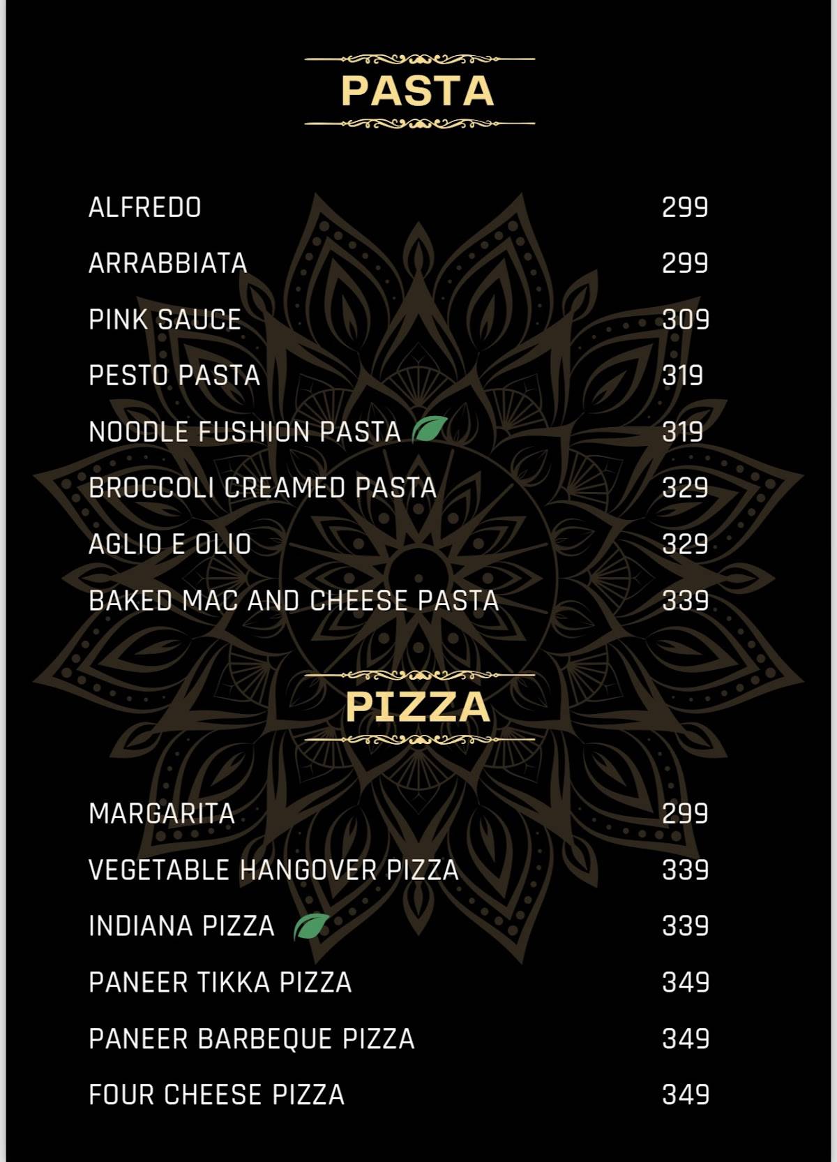 VIRAASAT menu
