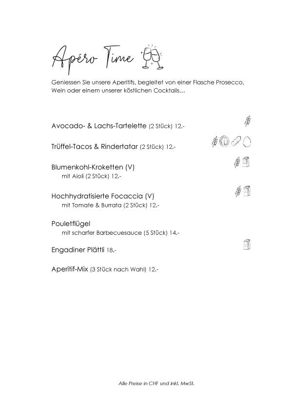 Menu di Restaurant VIVA St. Moritz 