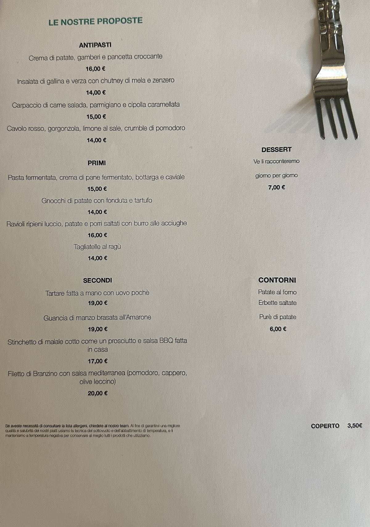 Menu di Vërt Osteria Contemporanea By La Rama 