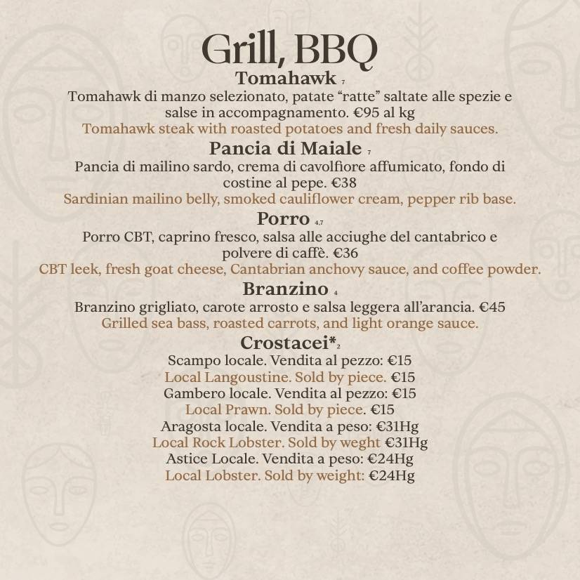 Menu di Vesper Beach Club 