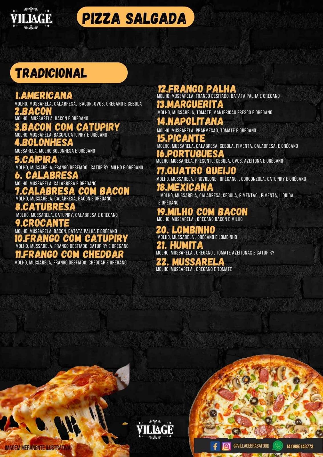 Village hamburgueria e pizzaria cardápio