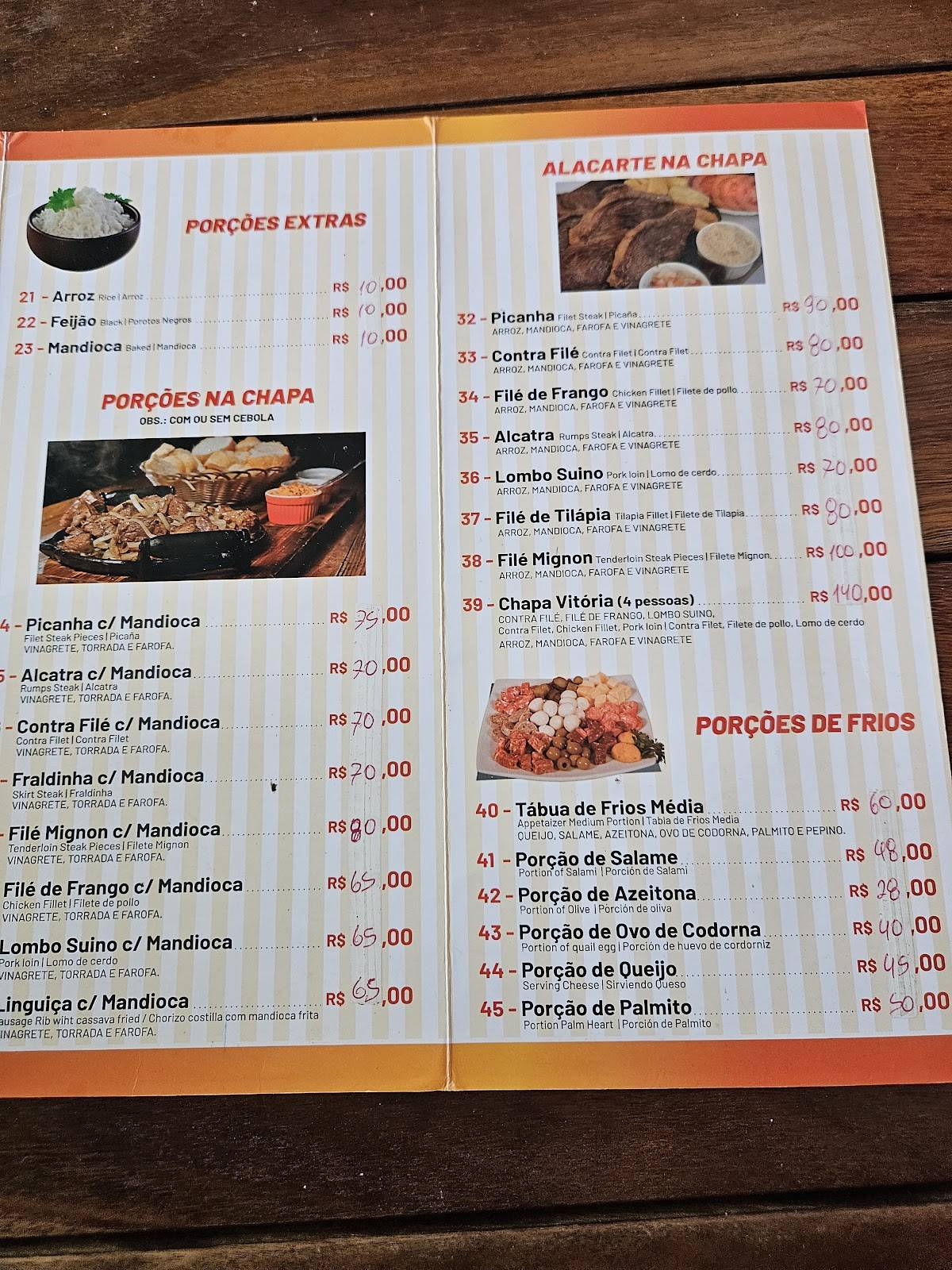 Vitória restaurante e petiscaria cardápio