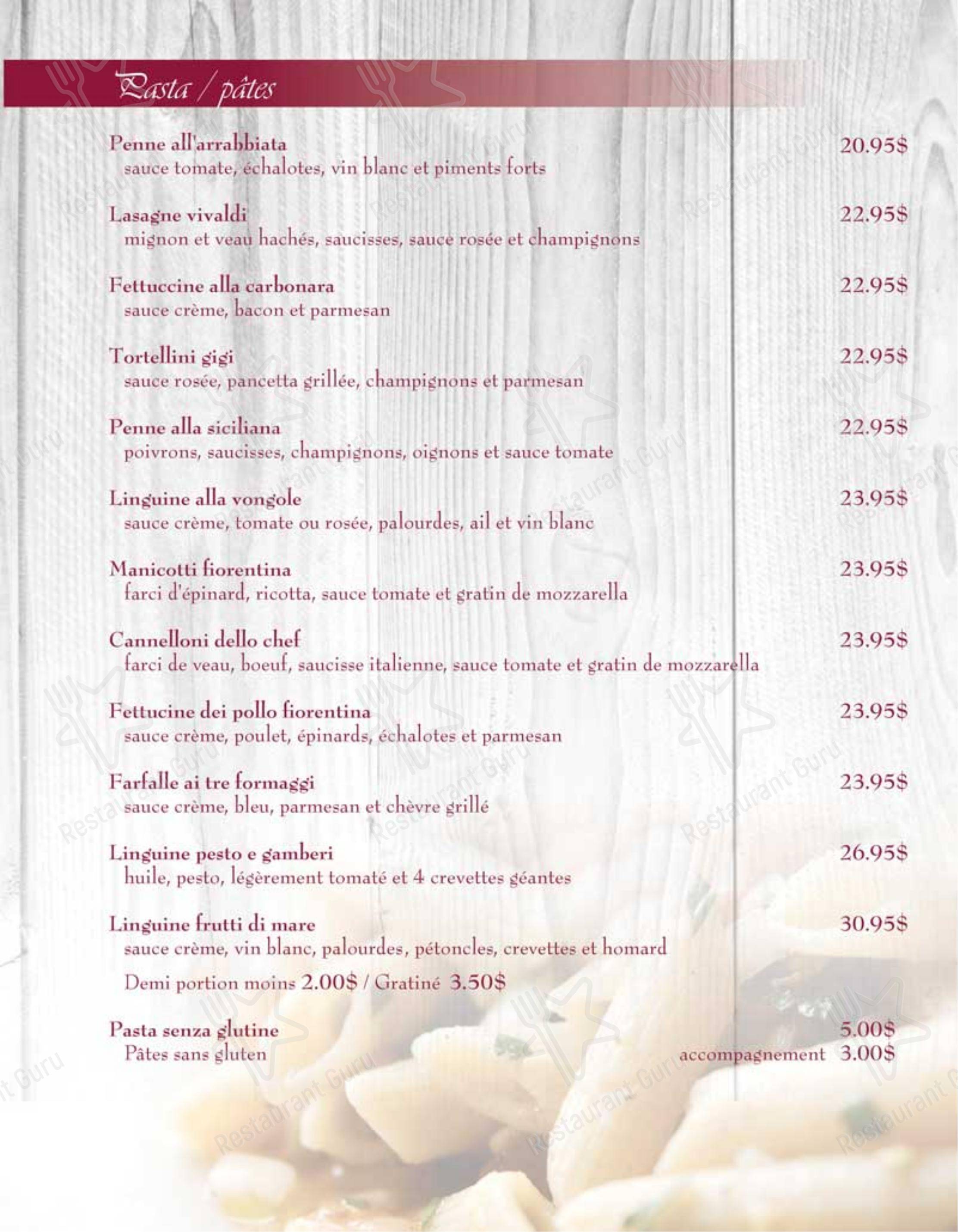 Restaurant Vivaldi dans Saint-Jean-sur-Richelieu - Menu bar