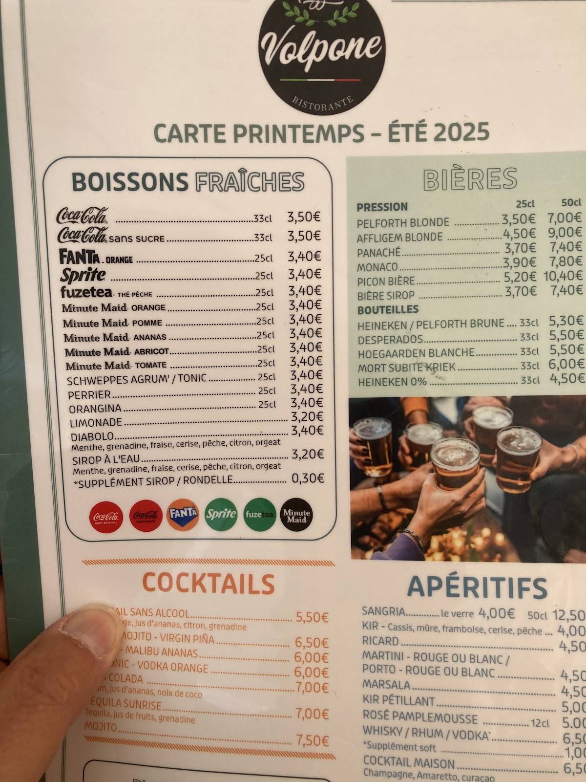 Menu de Volpone