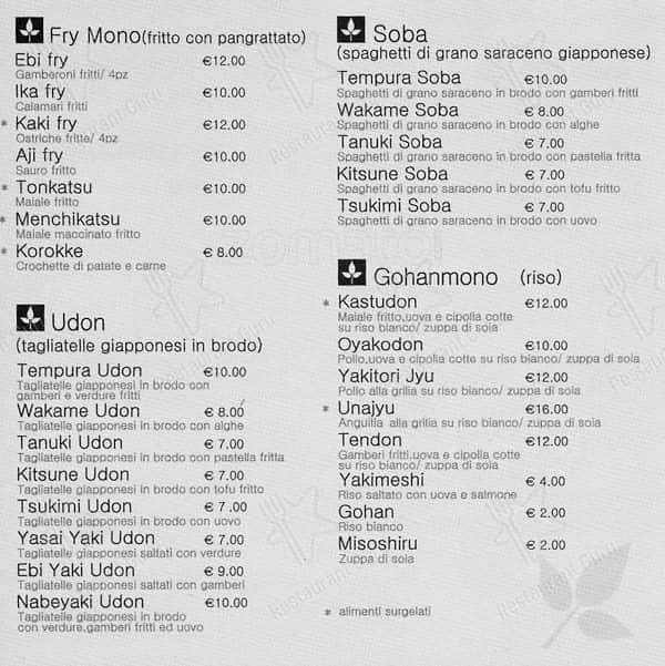 Menu di Wakaba 