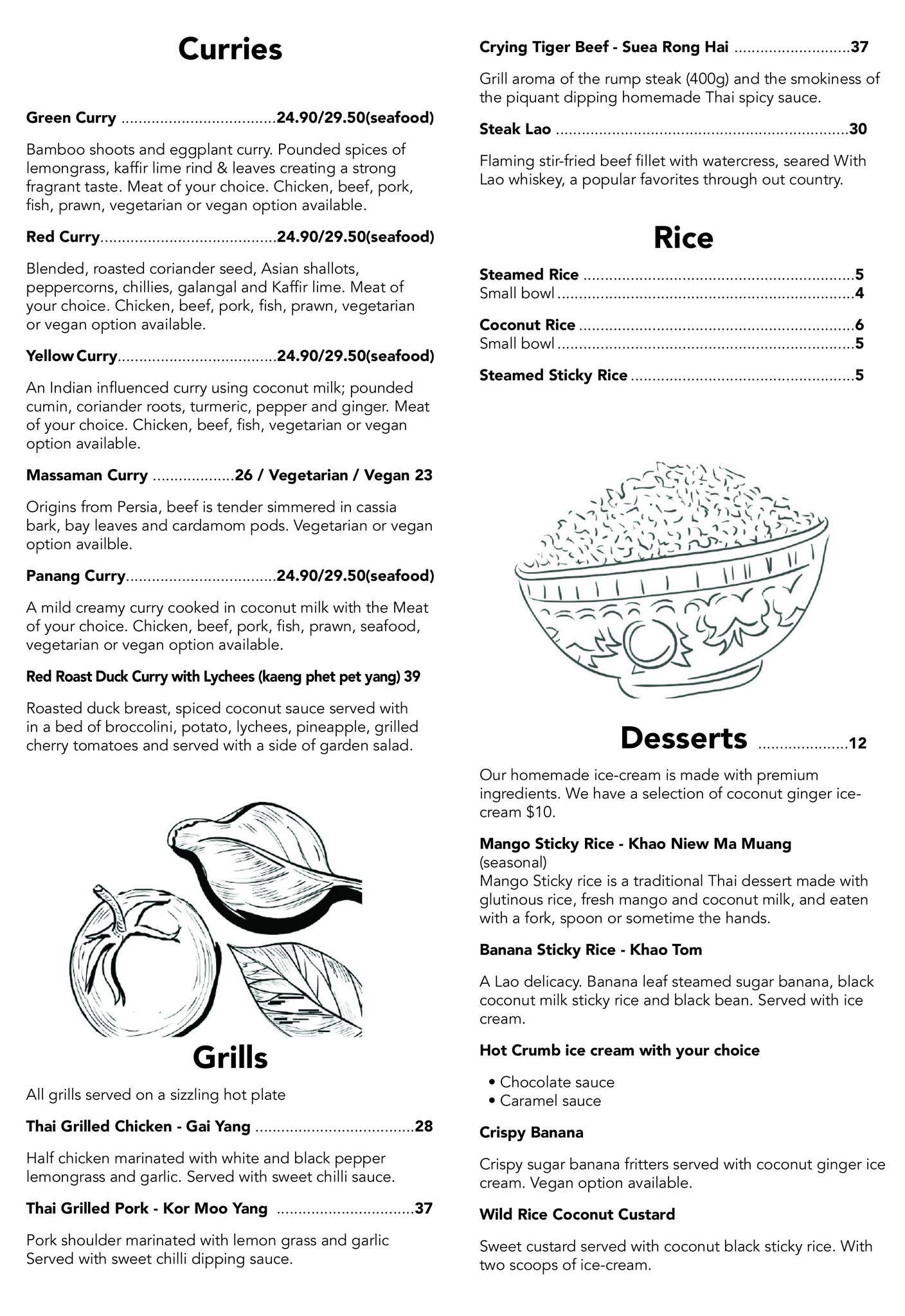 Menu at Wild Rice Laos & Thai Cuisine restaurant, South Townsville