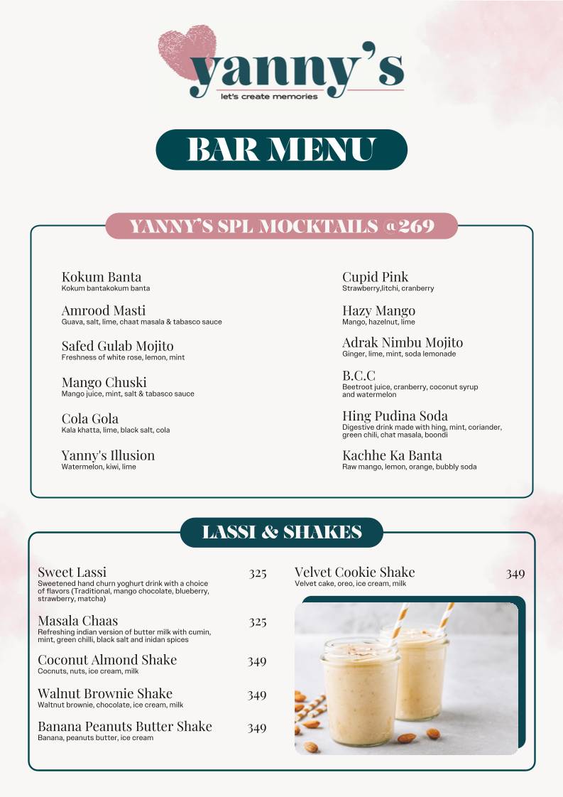 Yanny's Multi-cuisine Restaurant & Coffee House menu