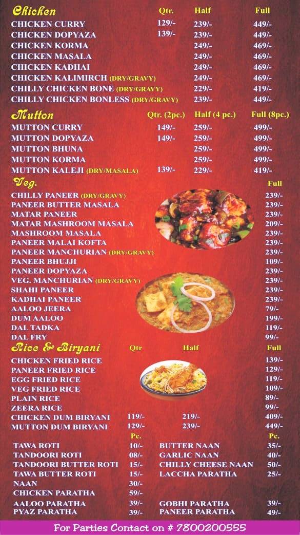 Zaafrani Kitchen menu
