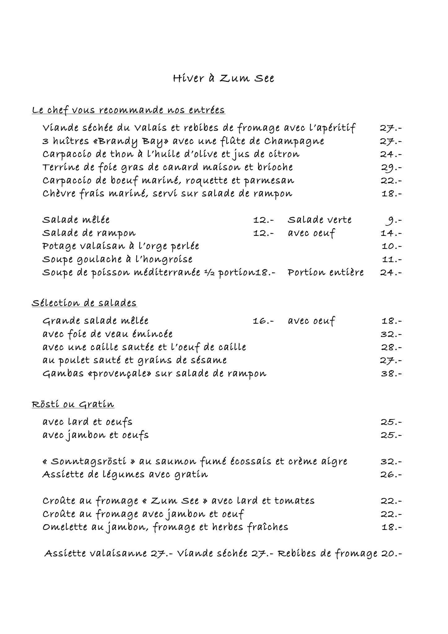 Menu di Restaurant Zum See 