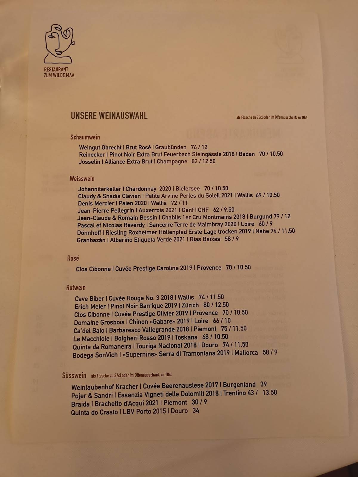 Menu di Zum Wilde Maa - restaurant 