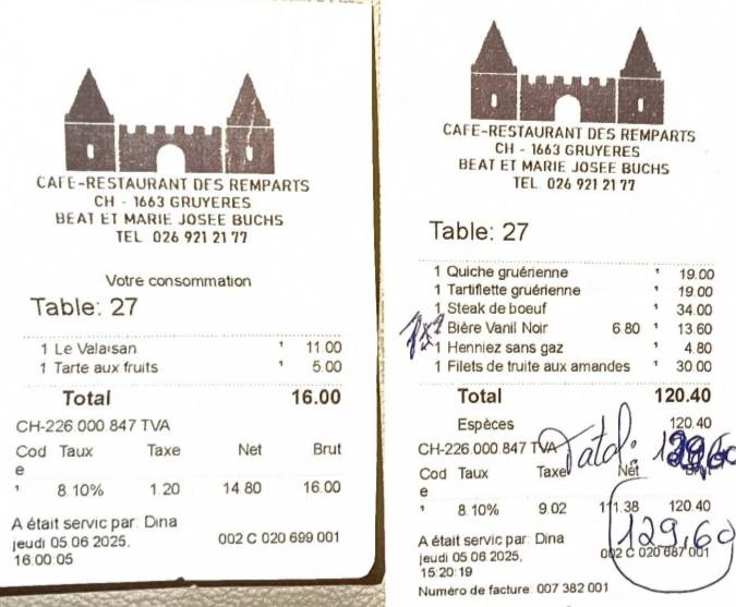 Menu di Restaurant des Remparts 