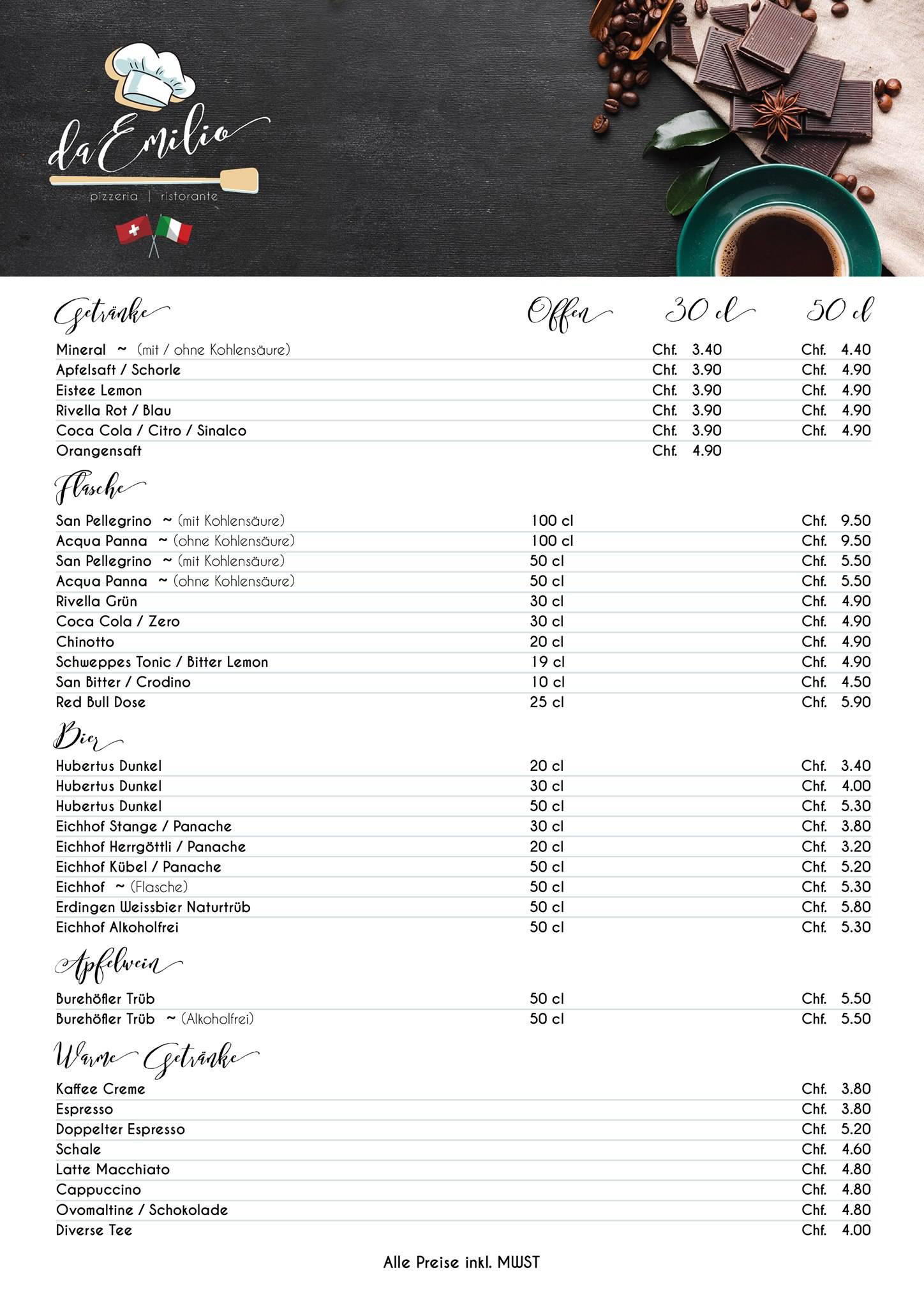 Menu di Ristorante e Pizzeria Emirosa Codaruina 