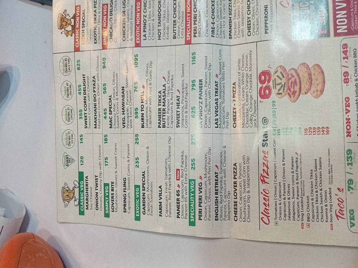la pino'z pizza menu