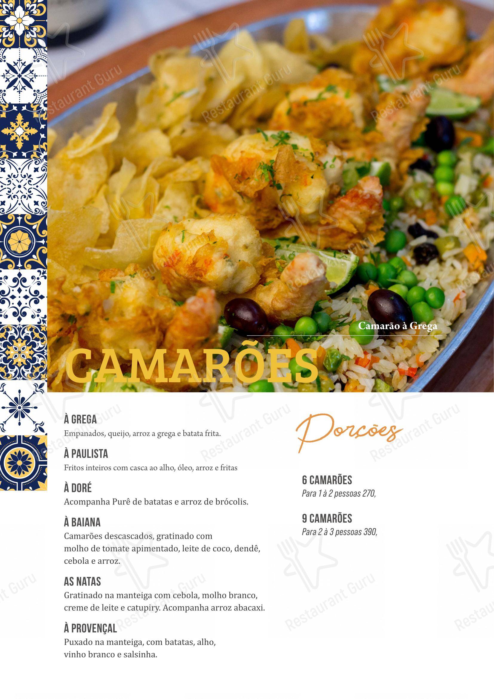 Menu bar para Restaurante Bacalhau, Vinho e Cia em São Paulo