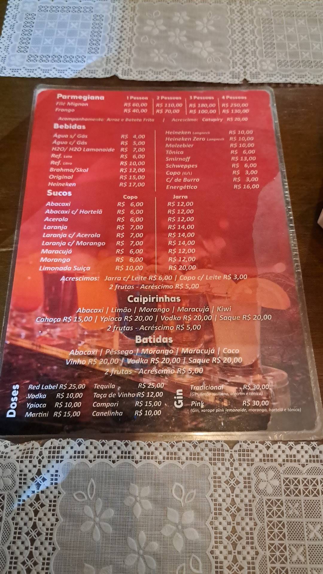 Restaurante Cardoso cardápio