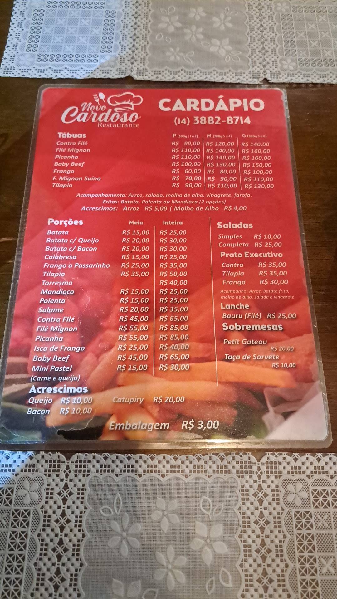 Restaurante Cardoso cardápio