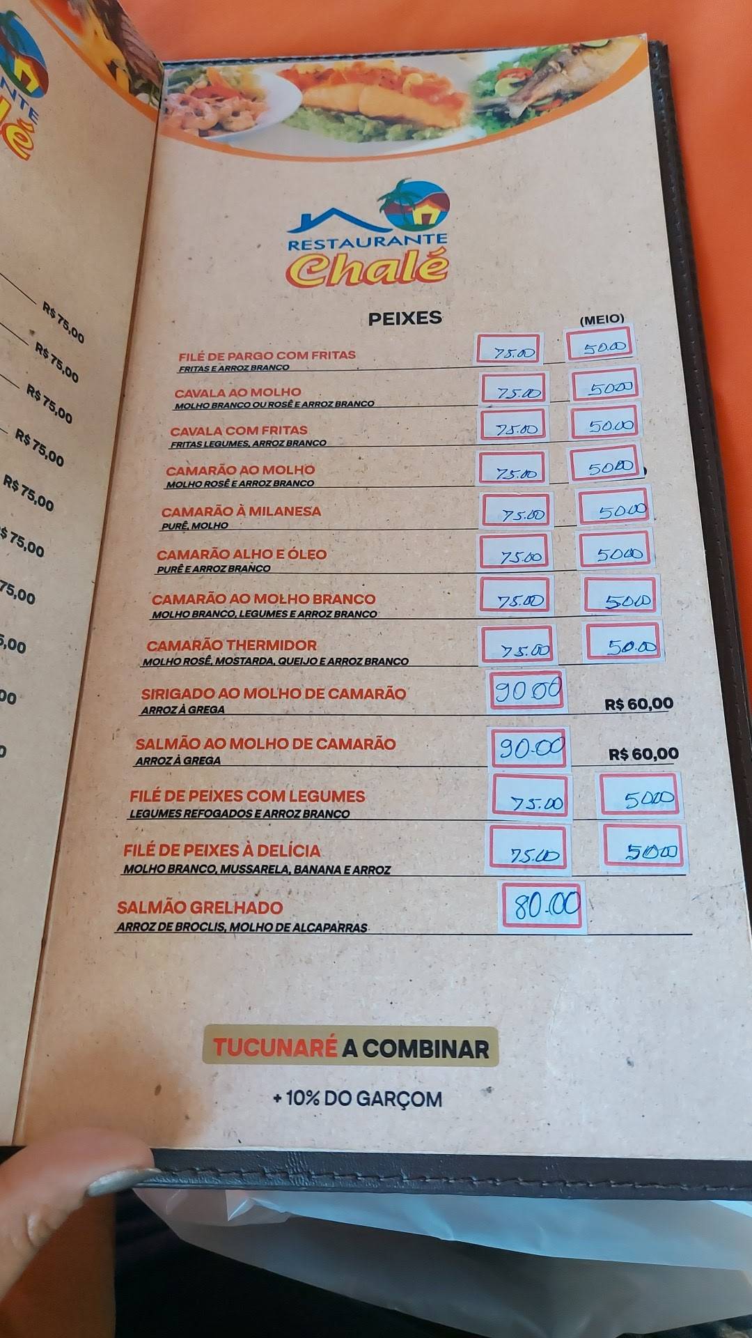 Restaurante Chalé cardápio