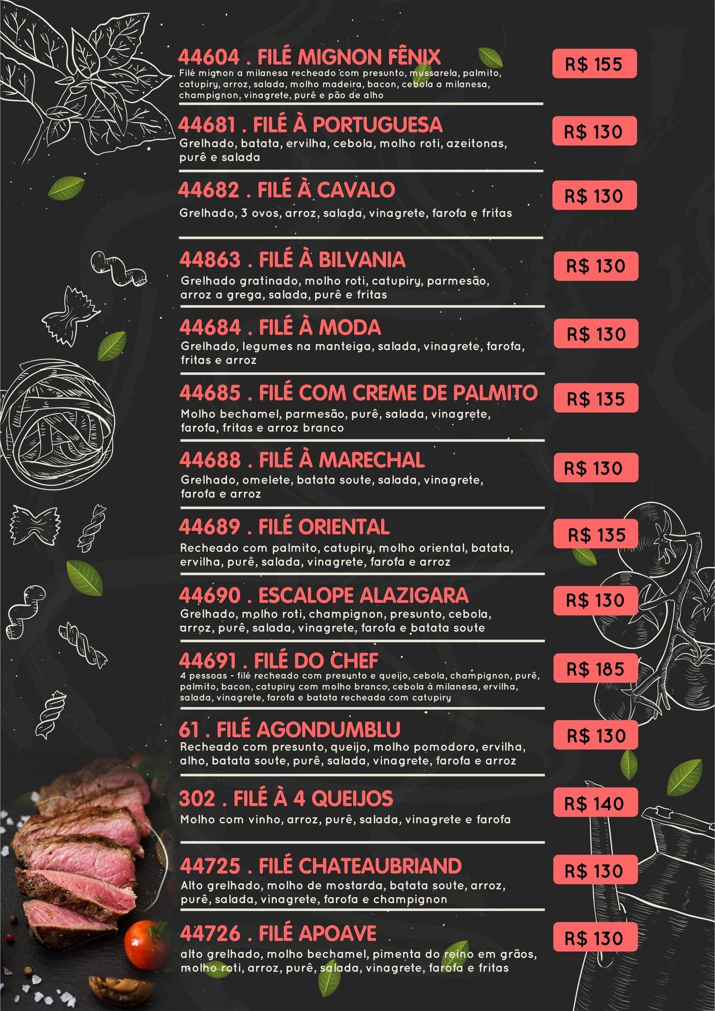 Restaurante, Choperia e Pizzaria Fênix cardápio