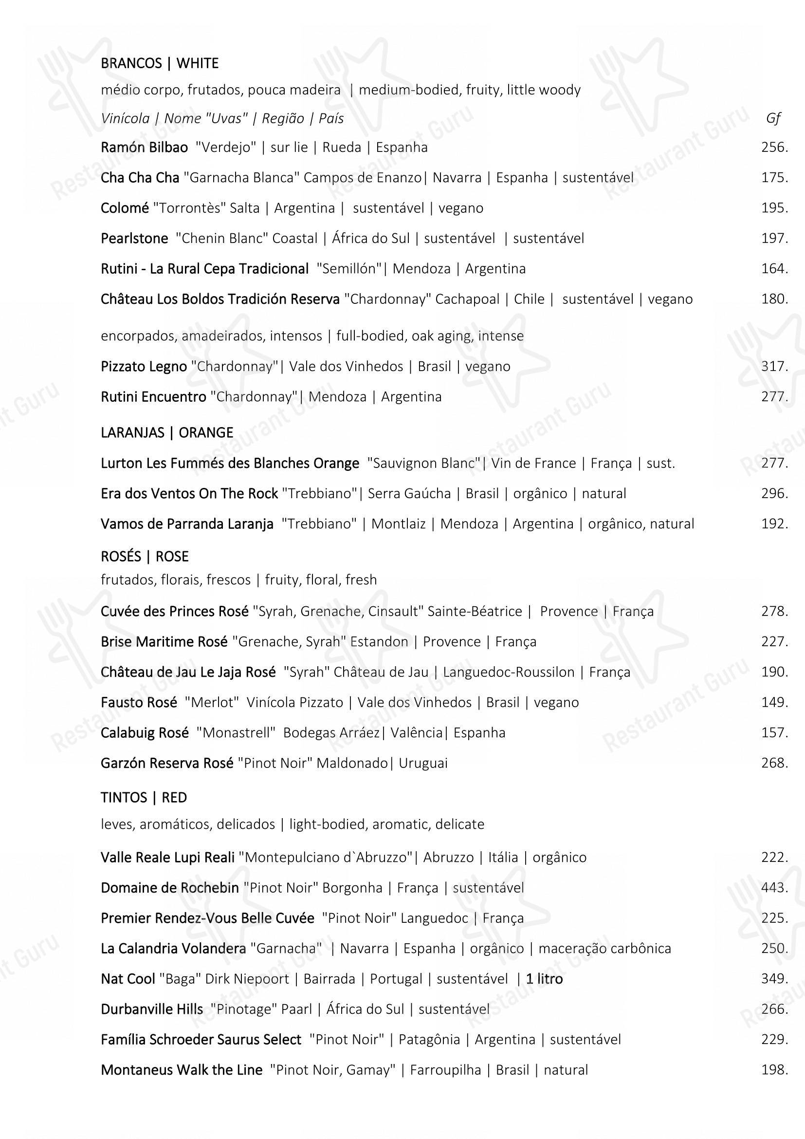 Restaurante Manioca - Menu bar