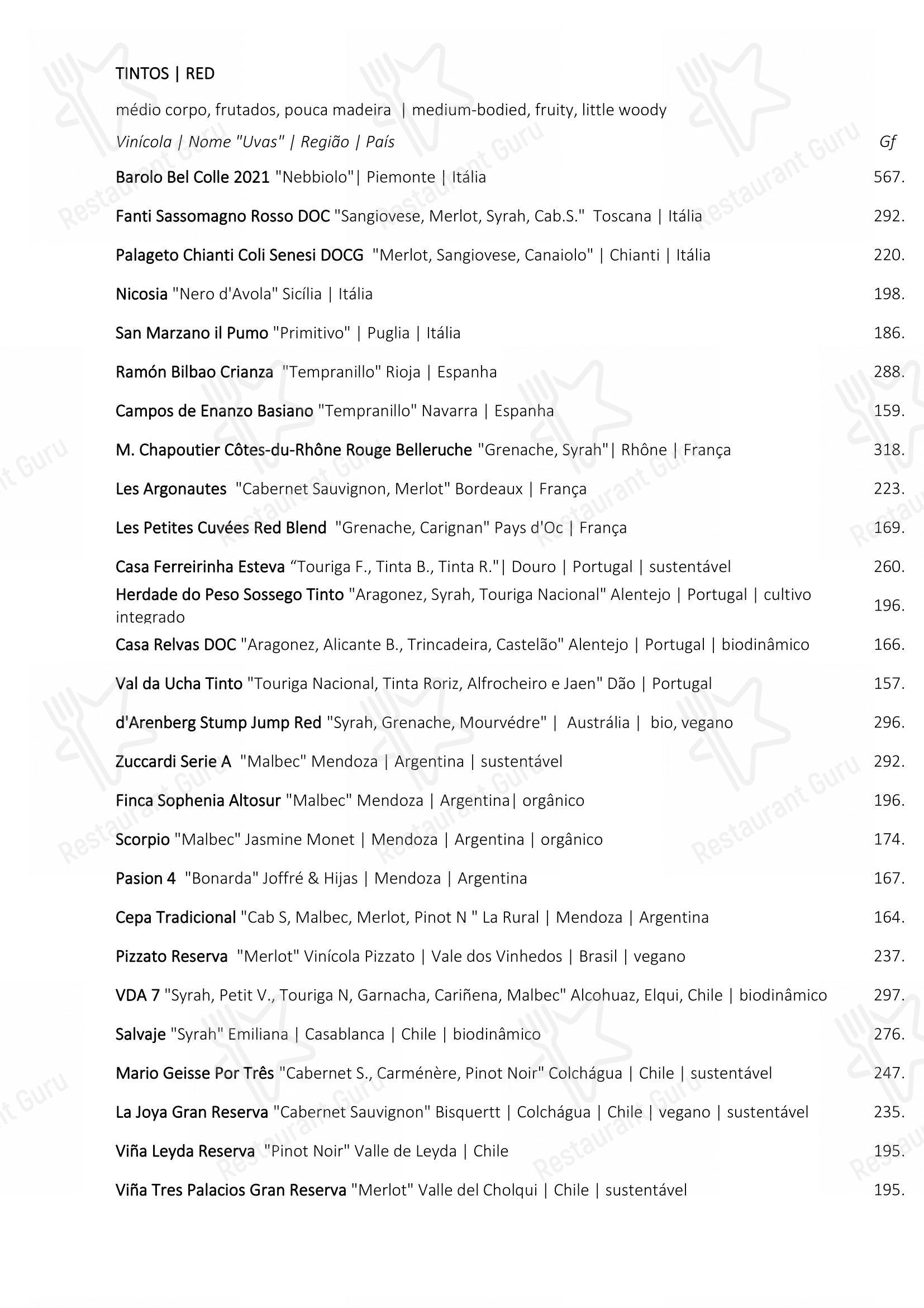 Restaurante Manioca - Menu bar