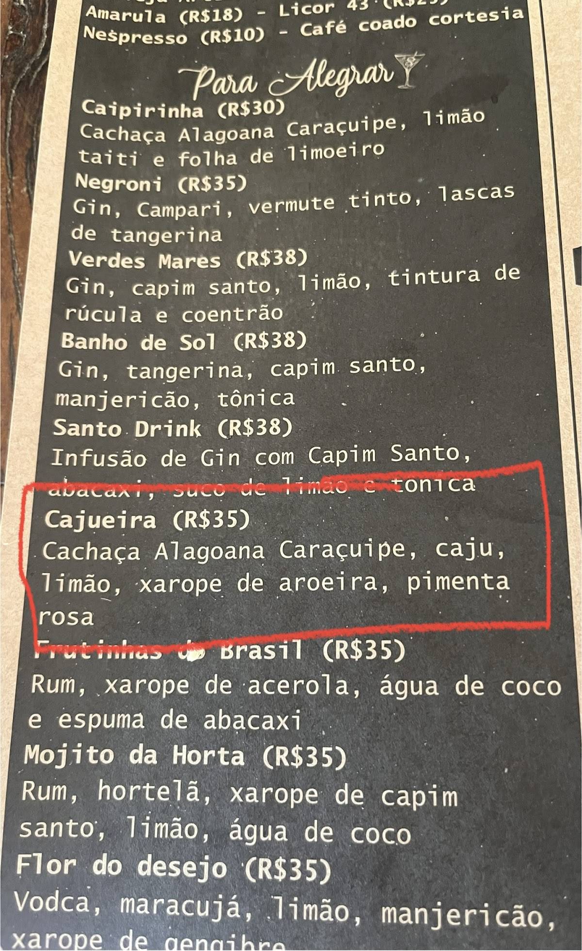 Restaurante No Quintal cardápio