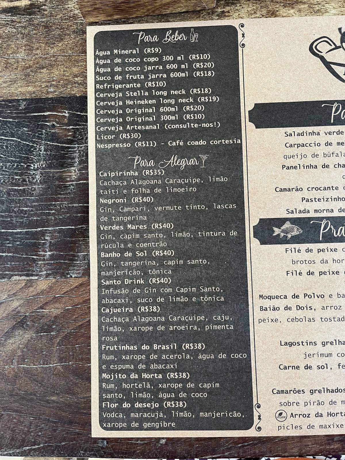 Restaurante No Quintal cardápio