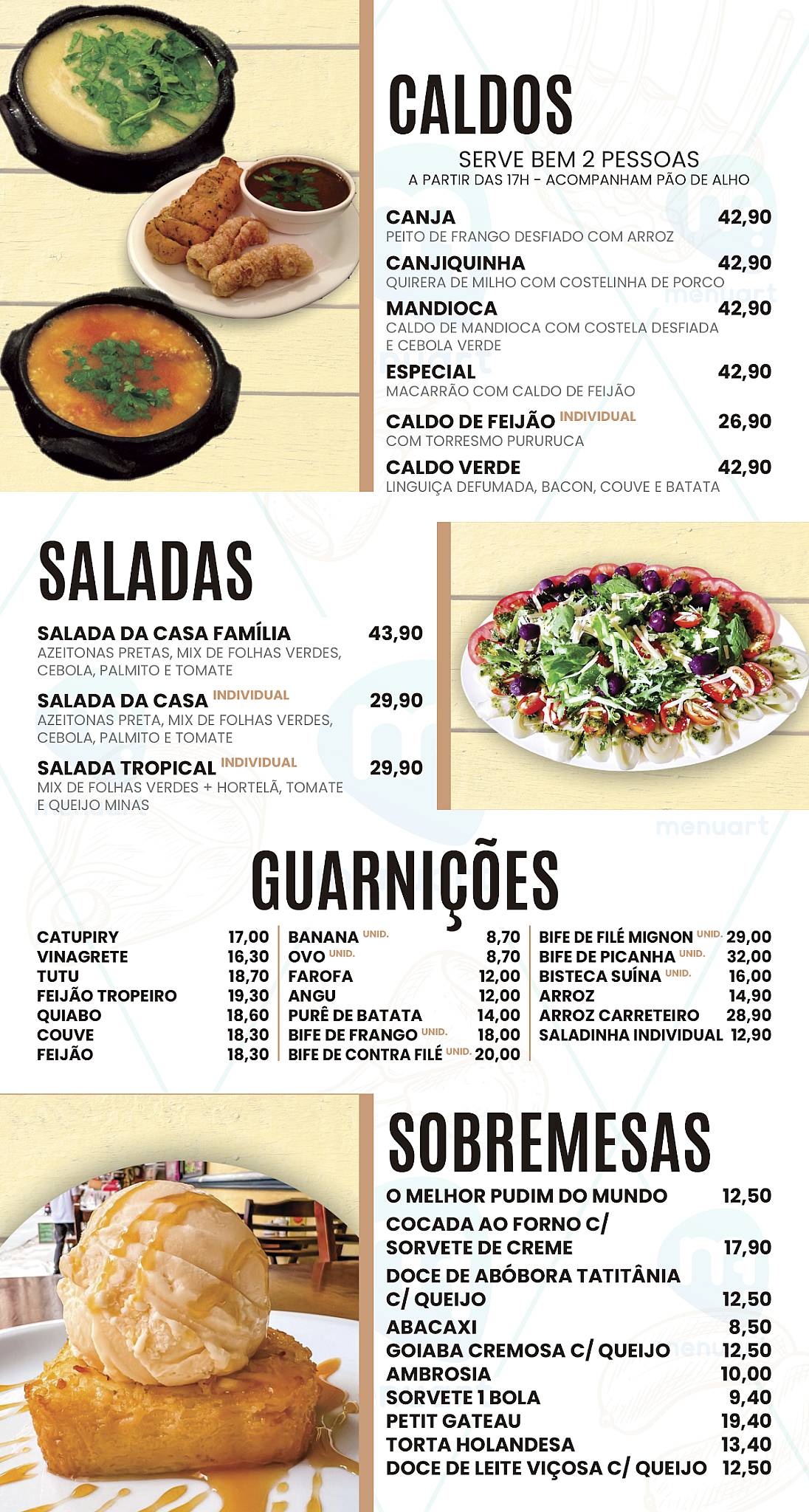 Menu em O Mineiro restaurante, São Paulo, R. Matias Aires