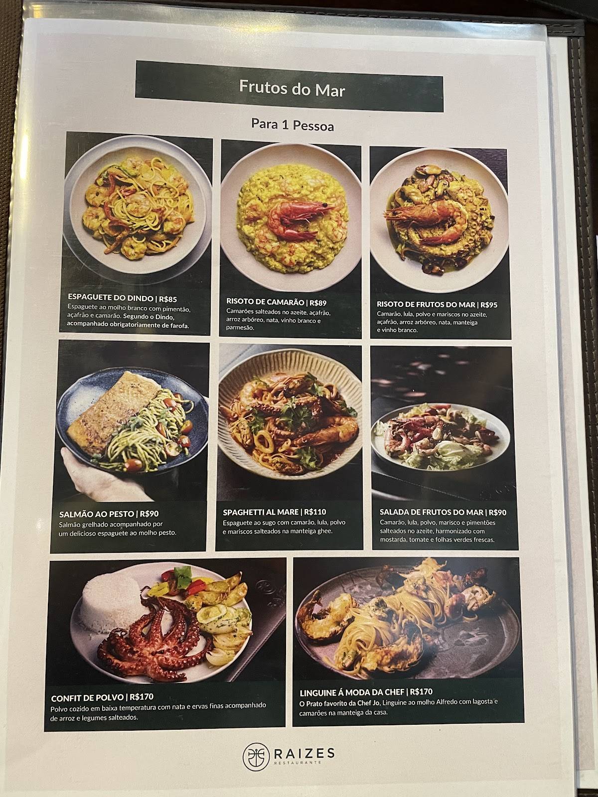 Restaurante Raizes cardápio