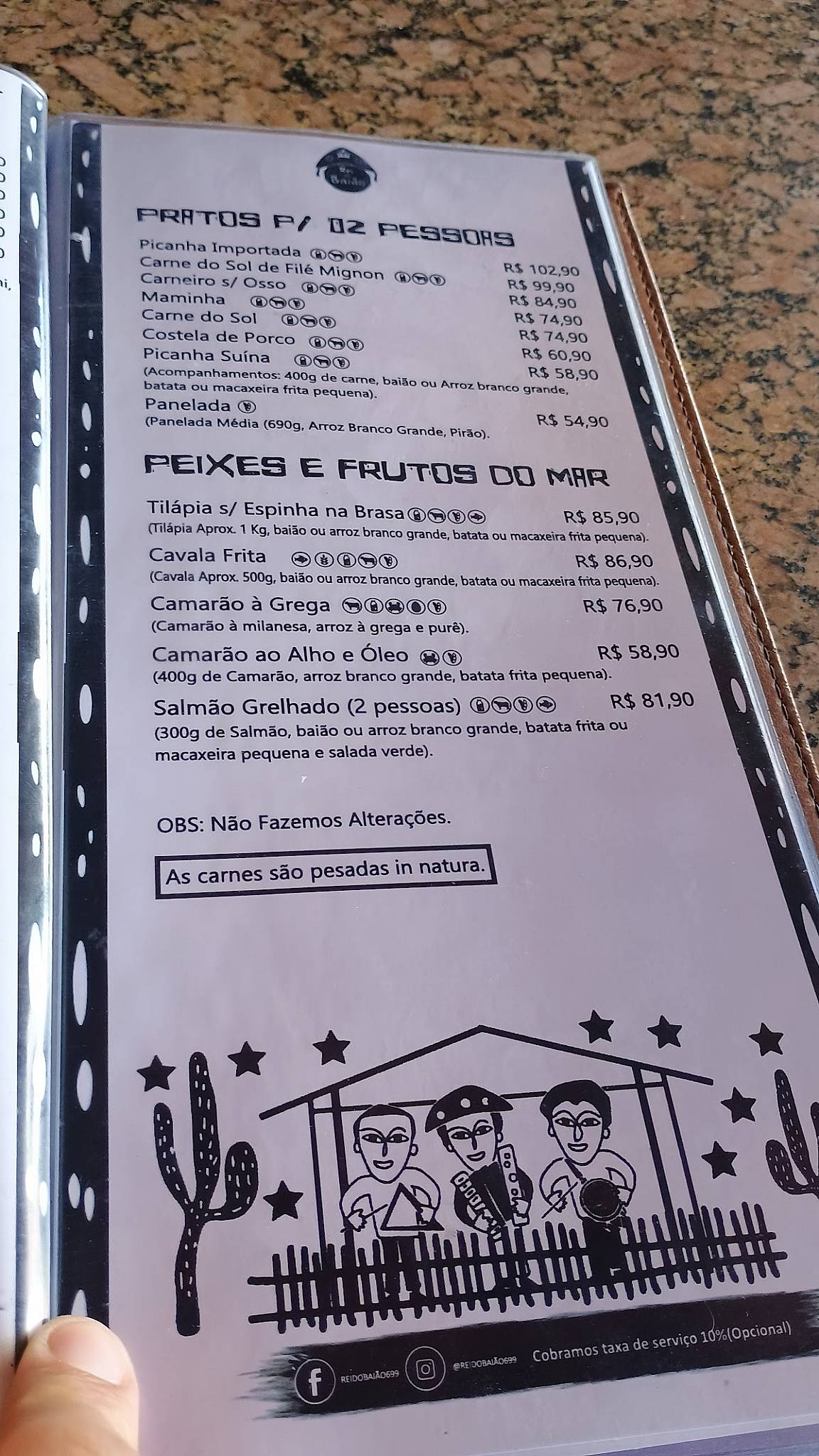 Rei do Baião cardápio