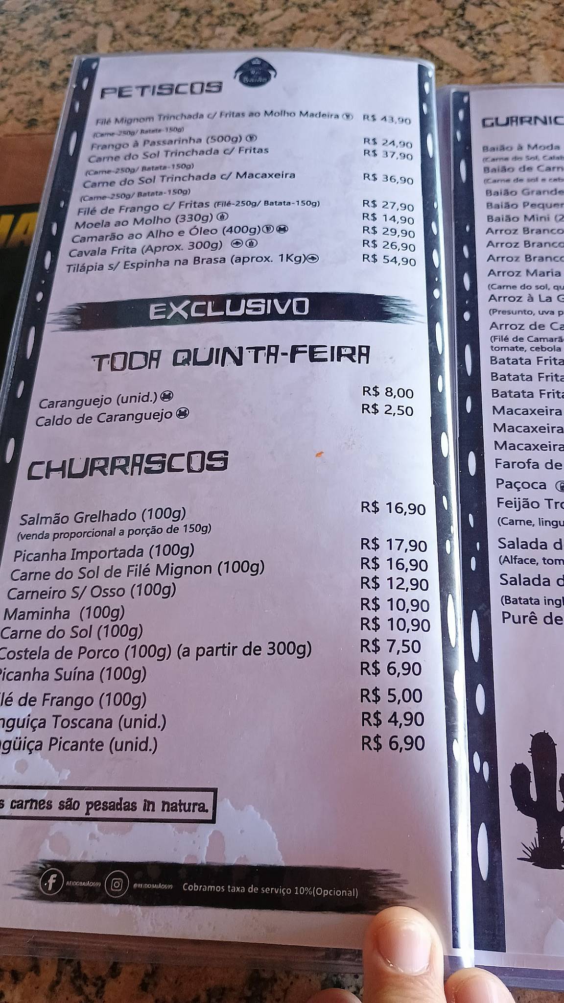 Rei do Baião cardápio
