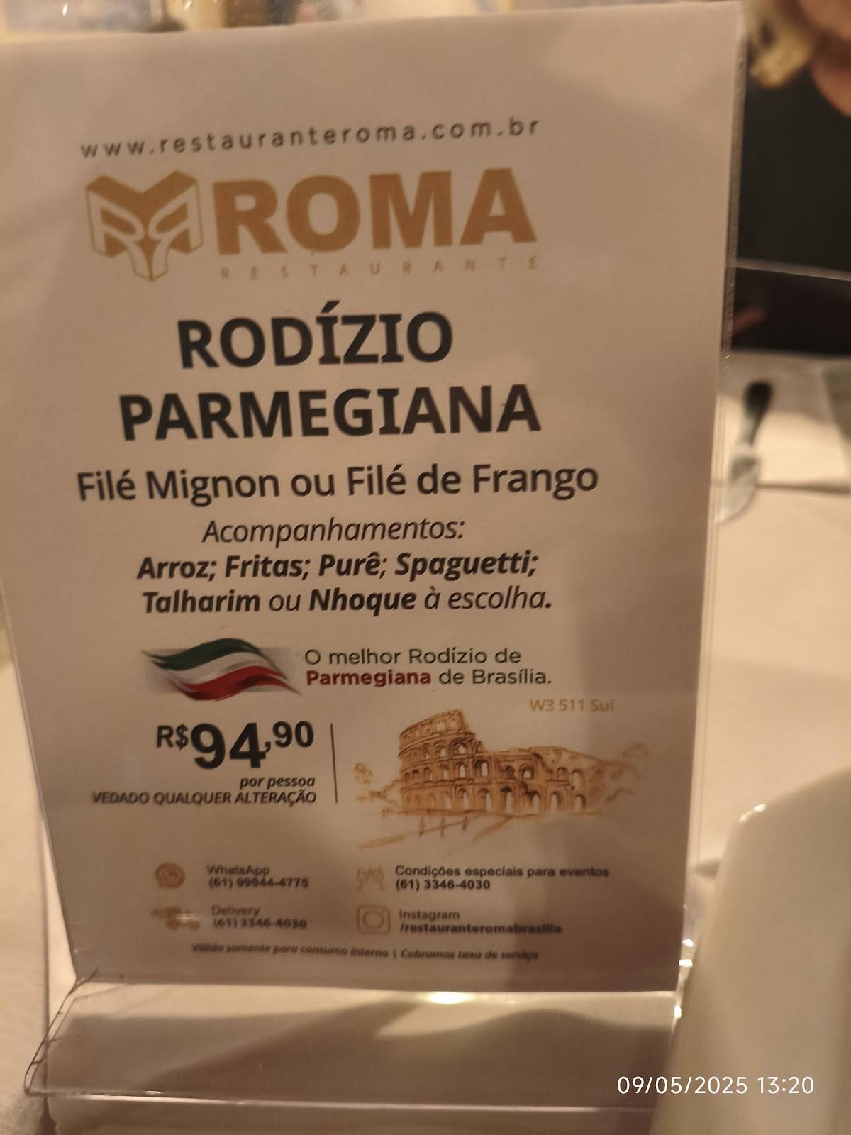 Restaurante Roma cardápio