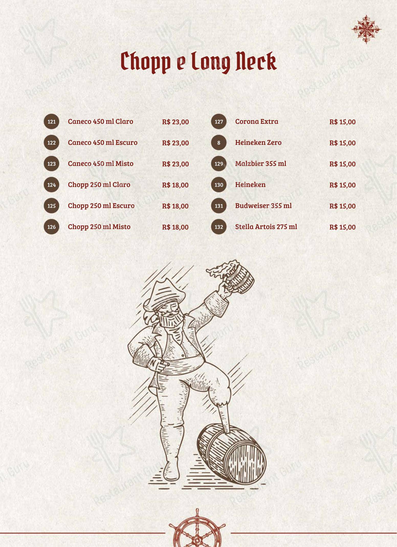 Menu bar para Restaurante Tortuga em Curitiba