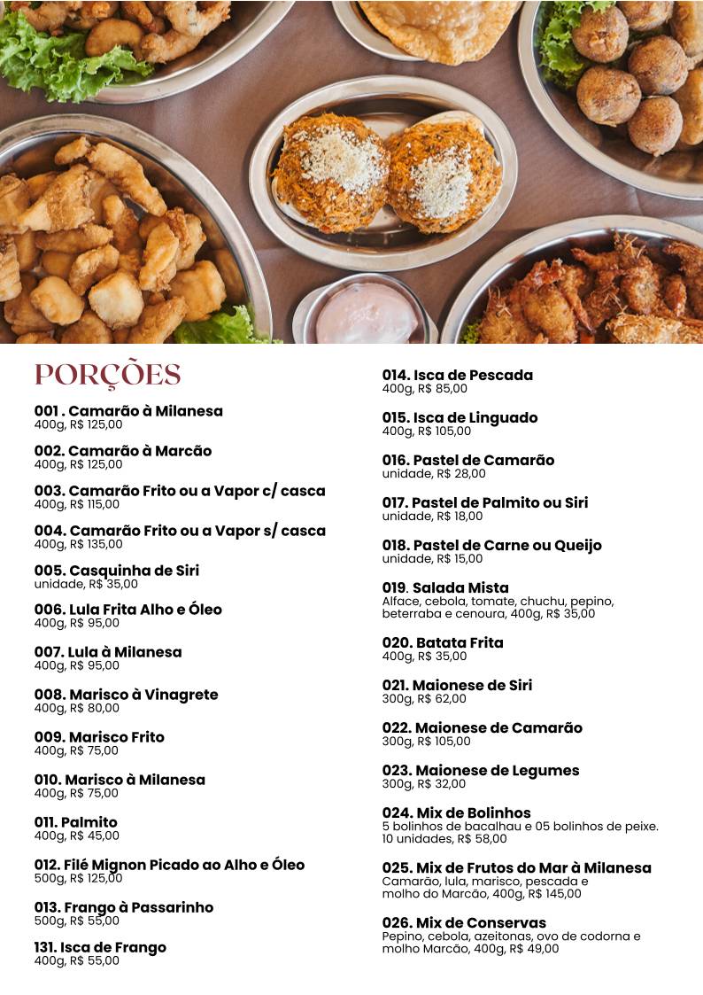 Restaurante e Pizzaria Marcão cardápio