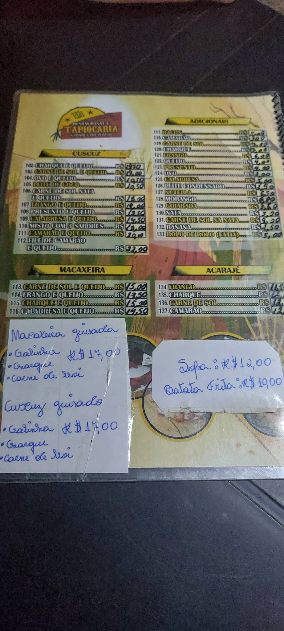 Restaurante e Tapiocaria Sabores do Sertão (Arruda) cardápio