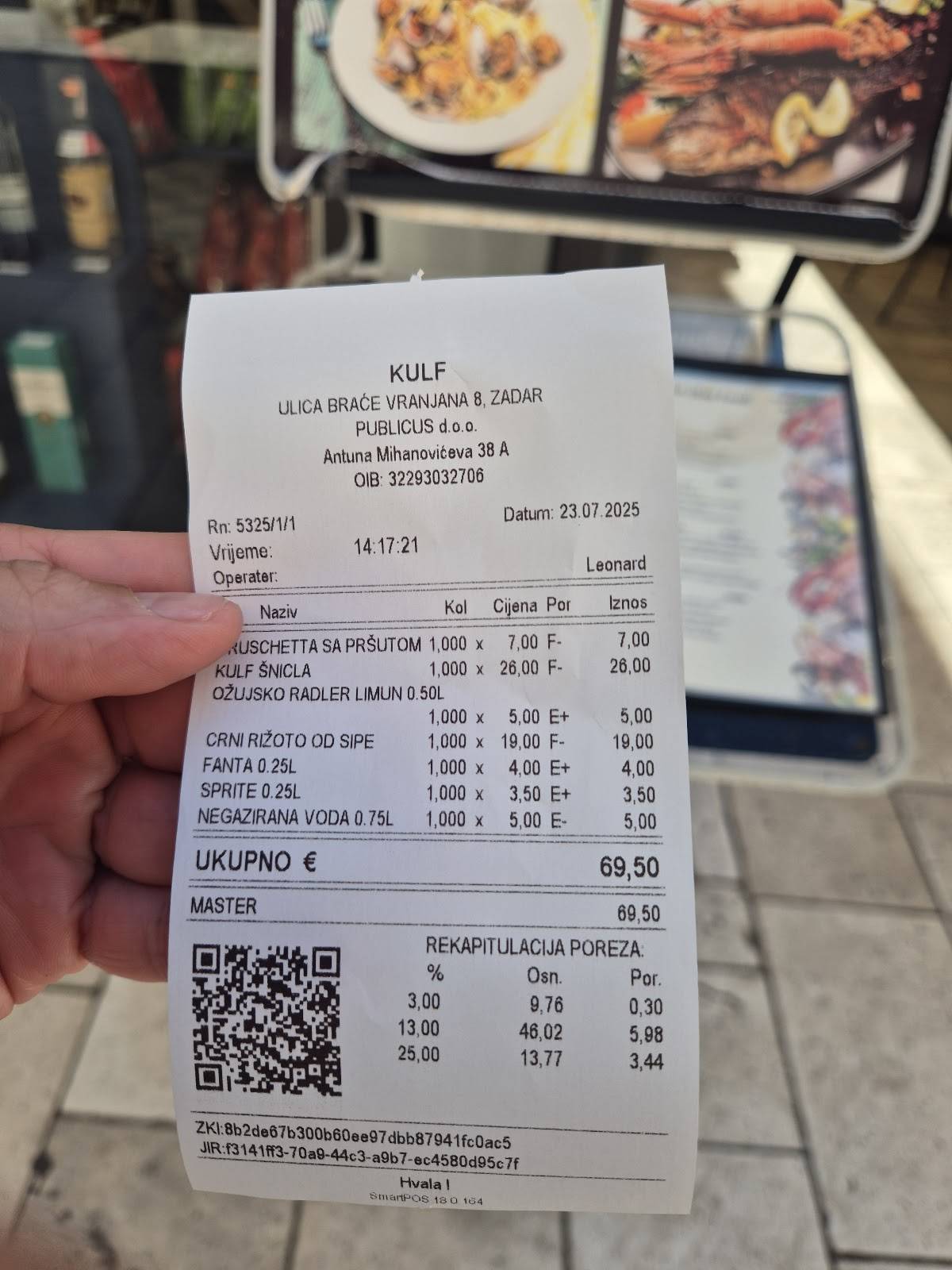 Menu di Restaurnt KULF 