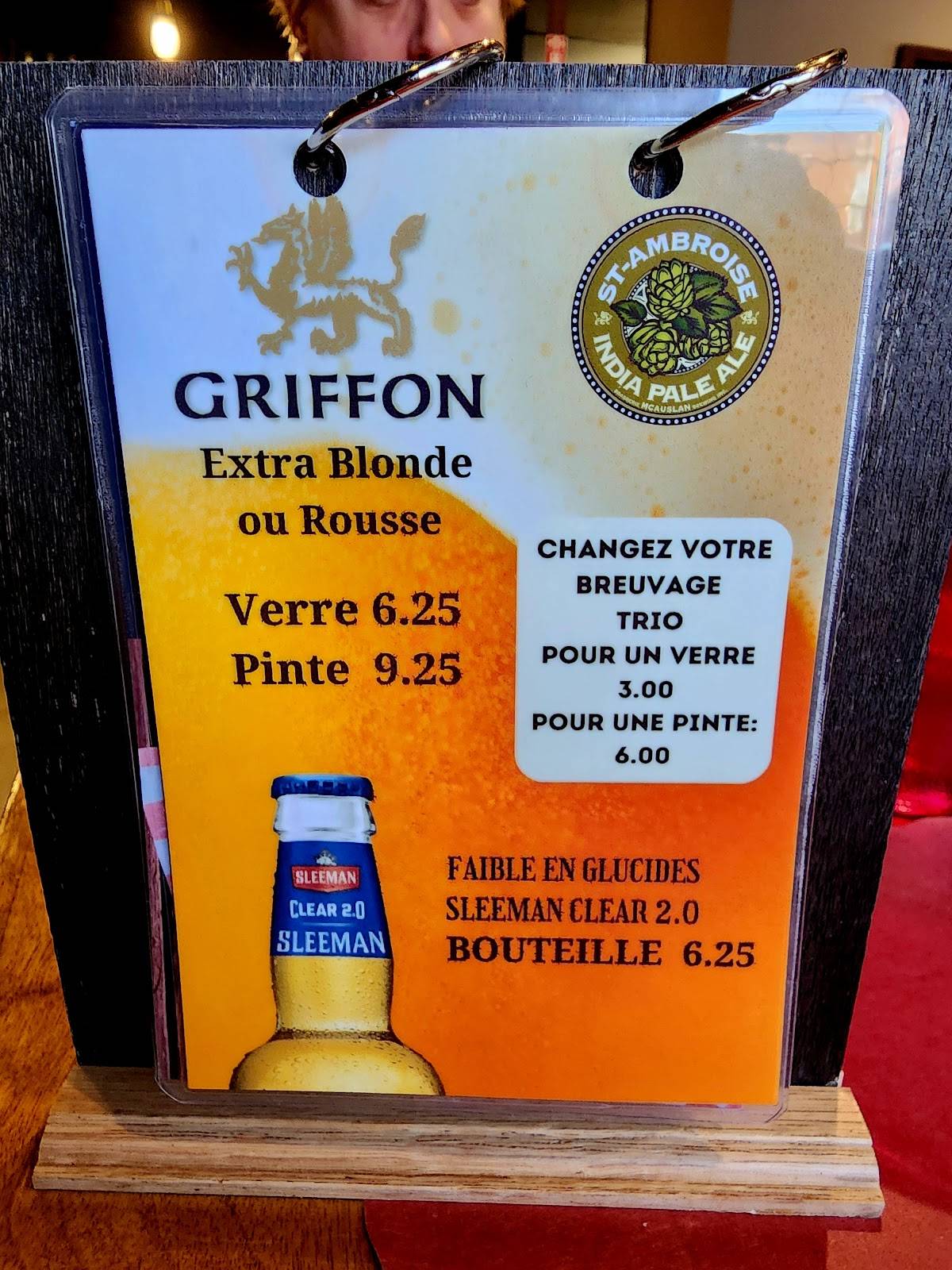 Menu de Resto L'intuition