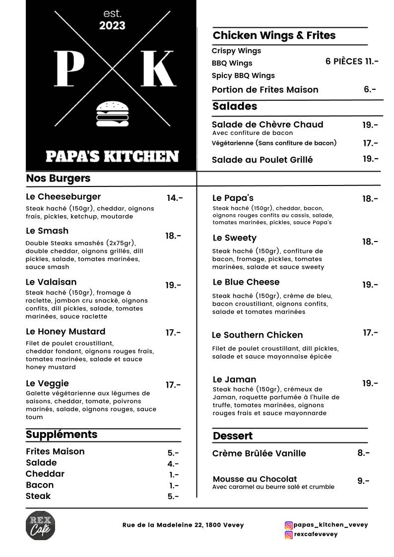 Menu di Rex Café - Vevey 
