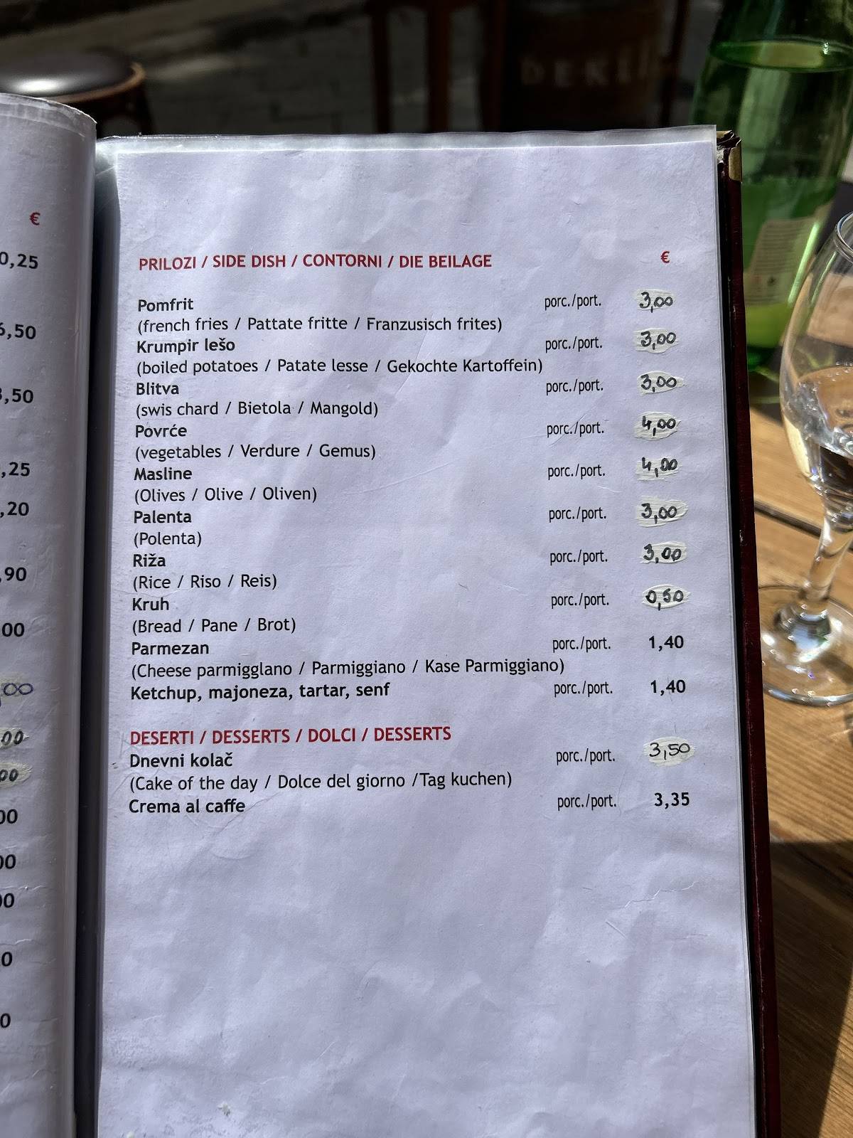 Menu di Konoba Fiume 