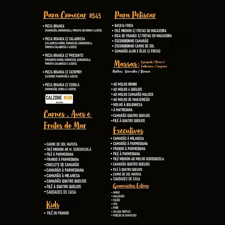 Rimini Pizzaria e Restaurante Praia do Francês cardápio